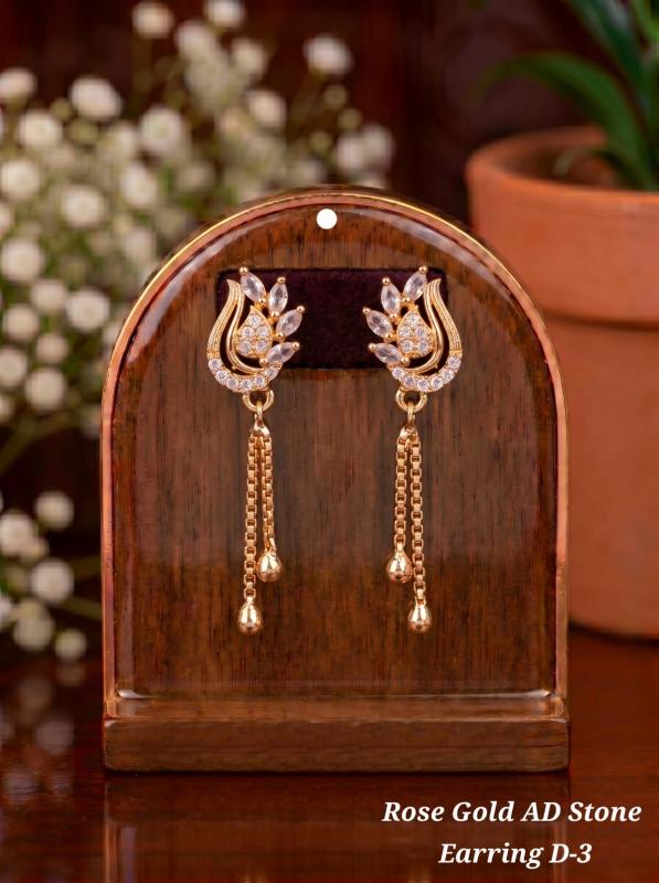 Rose gold ad Stone Earring D 3 Artificial jewelry wholesale suppliers in India